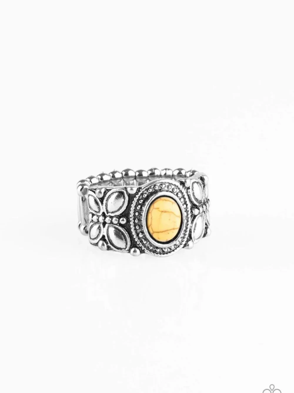 Paparazzi Jewelry Accessories - Butterfly Belle - Yellow Ring - Vintage